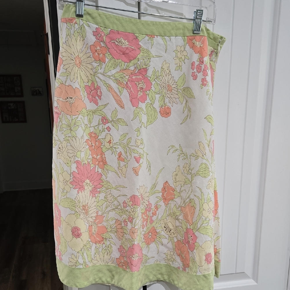 LOFT Floral Skirt in Pink and Green